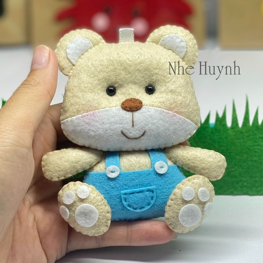 Móc Khóa Vải Nỉ Gấu Yếm Xanh (A035-L)