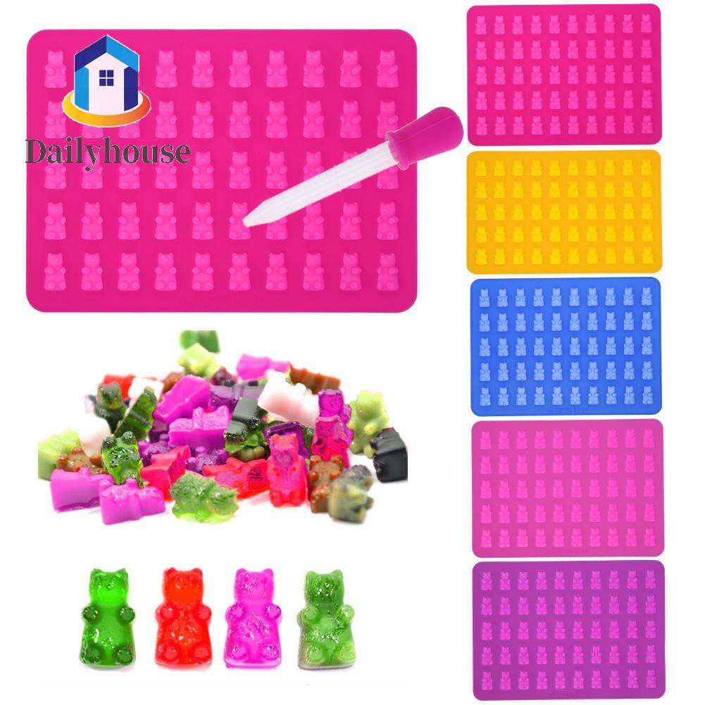 Handmade Tools 50 Grids Bear Silicone Chocolate Candy Cake Mold Ice Cube Tray Baking Mould