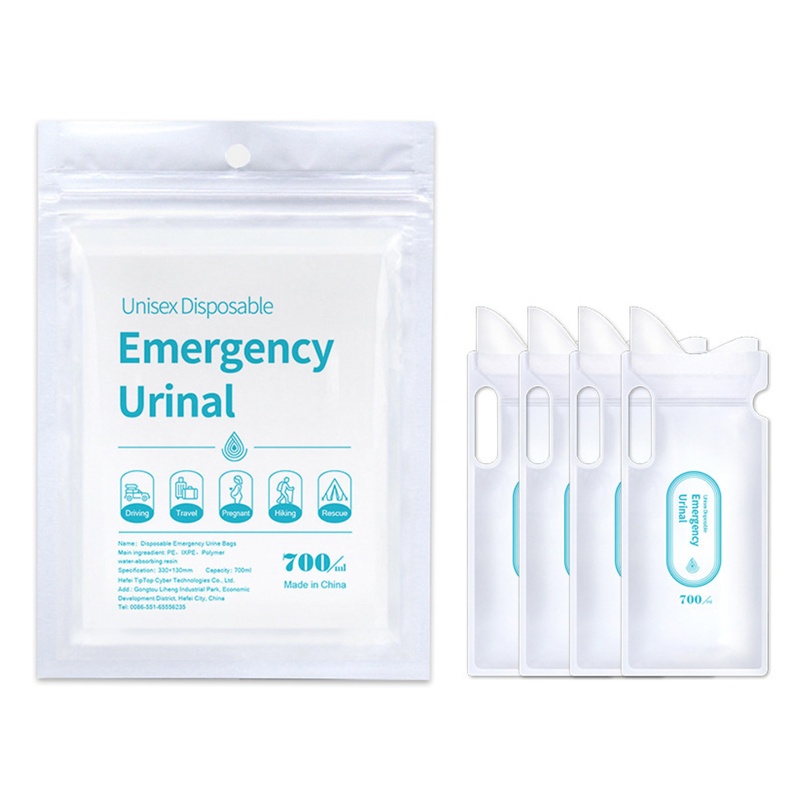 Bộ 4 Túi Đi Vệ Sinh Khẩn Cấp 700ml Dùng Một Lần Tiện Dụng Mang Theo Du Lịch