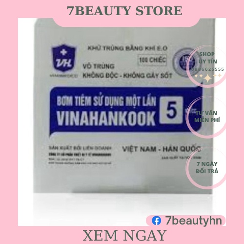 1 hộp Kim tiêm y tế 5cc 100c dùng trong spa thẫm mỹ viện lấy máu prp