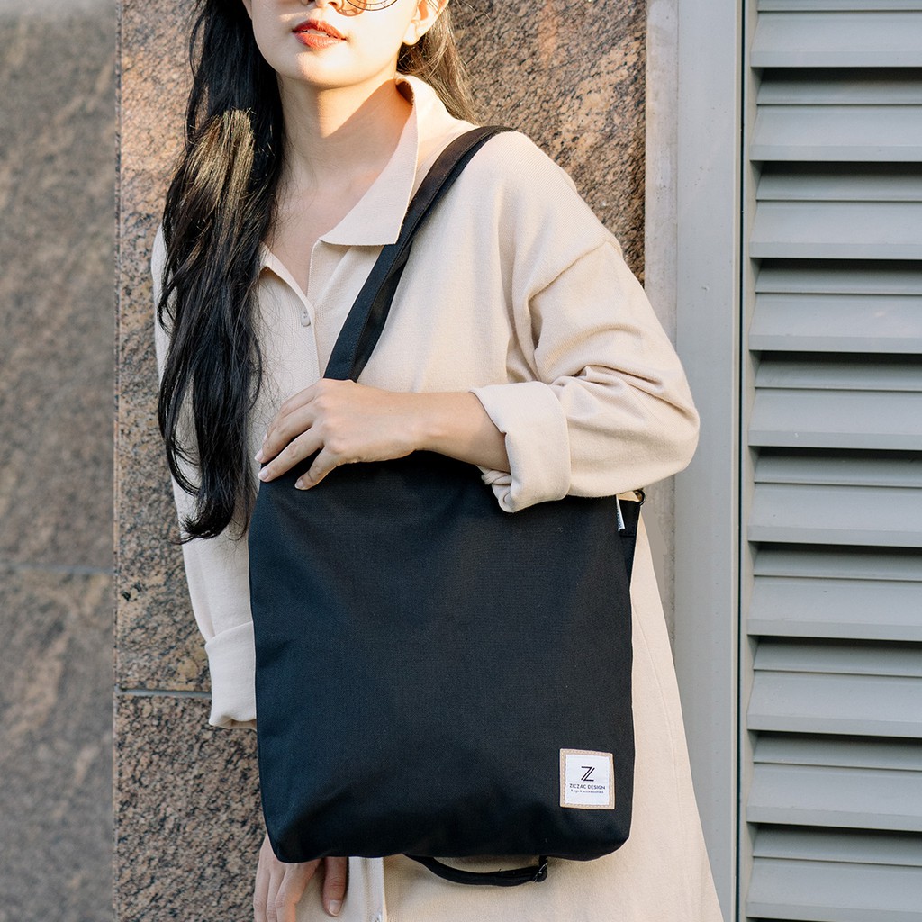 Tote 2in1 Canvas màu trơn