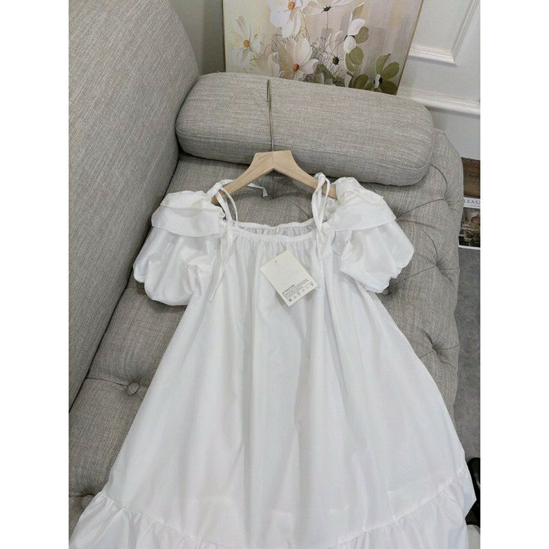 VÁY BABYDOLL TAY PHỒNG MÀU TRẮNG