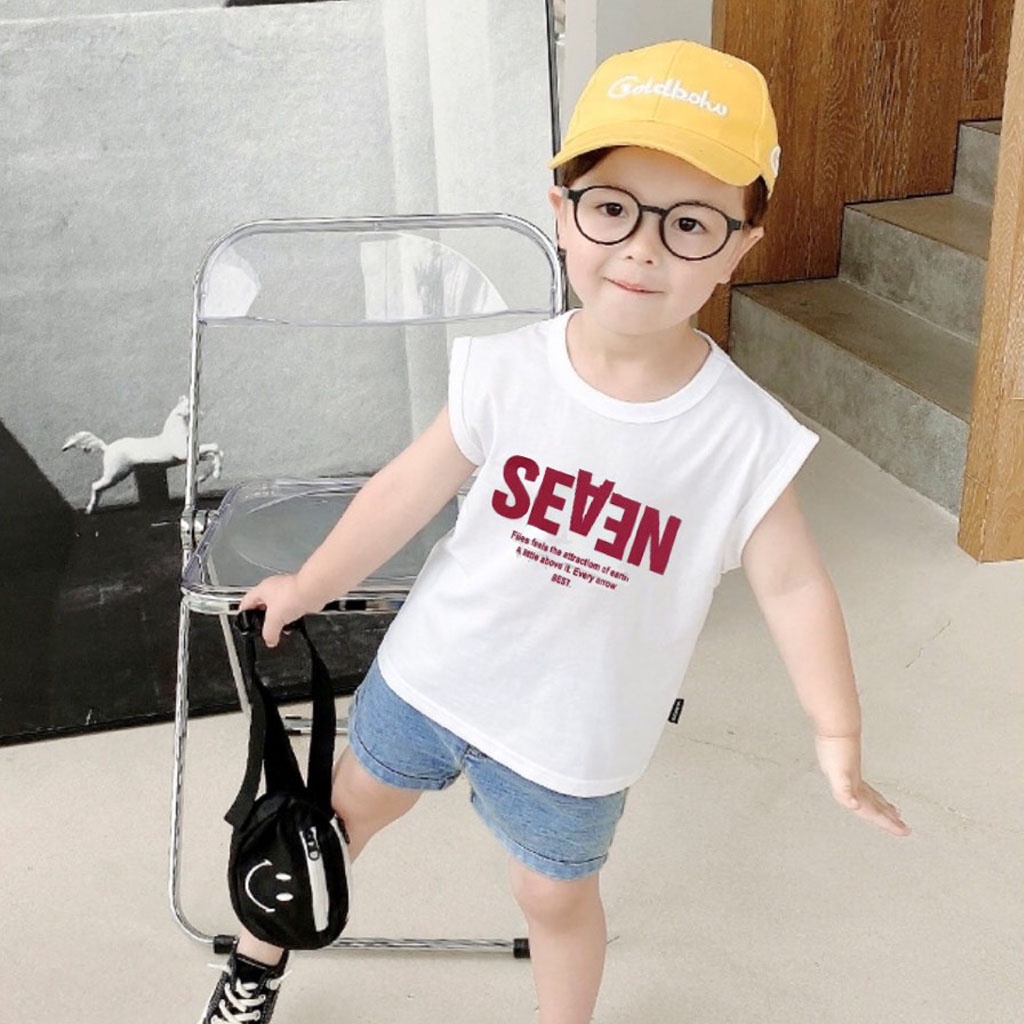 Áo Ba Lỗ In Chữ SEVEN Cho Bé, Áo Sát nách Cho Bé Trai Bé Gái Chất Cotton từ 6-18kg - LILA KIDS