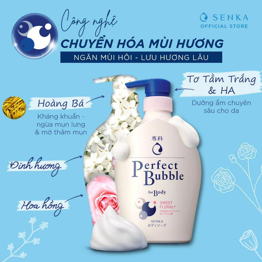 Sữa tắm Dưỡng Ẩm Tạo Bọt Senka Perfect Bubble 500ml - Sữa tắm tạo bọt Kháng Khuẩn NGĂN MỤN