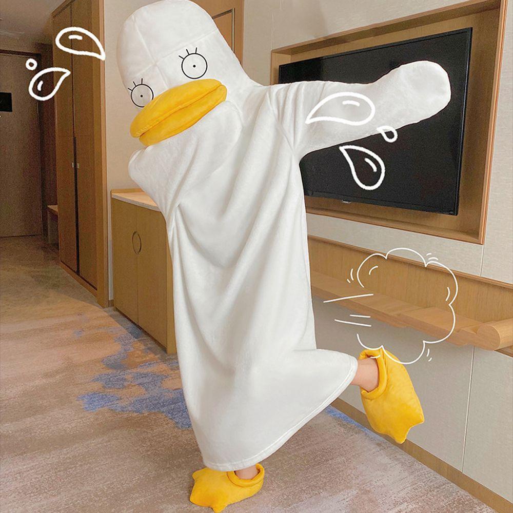 Bộ Đồ Ngủ Pijama 1 Món Bằng Vải Flannel Nhồi Bông Thiết Kế Ngộ Nghĩnh Cho Cặp Đô