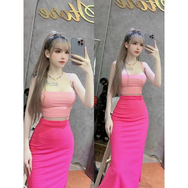 Chân váy thun lụa dáng dài ôm body