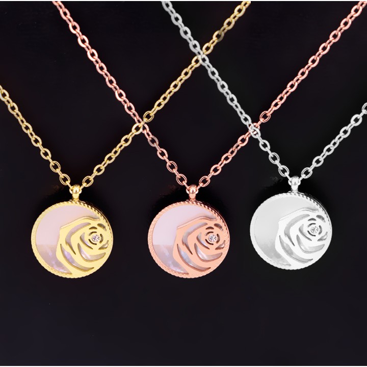 Dây chuyền nữ titan có mặt hình hoa hồng siêu cute, bền màu, chuẩn thời trang