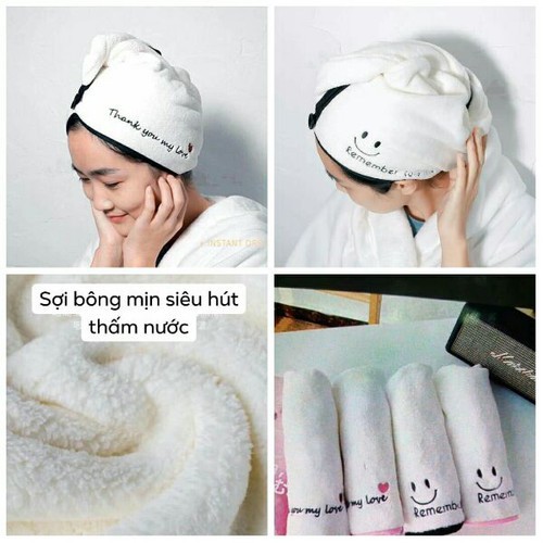 Khăn ủ Tóc, Khăn bông quấn đầu làm khô tóc siêu tốc My Love,  turban quấn ủ tóc cho mẹ và bé