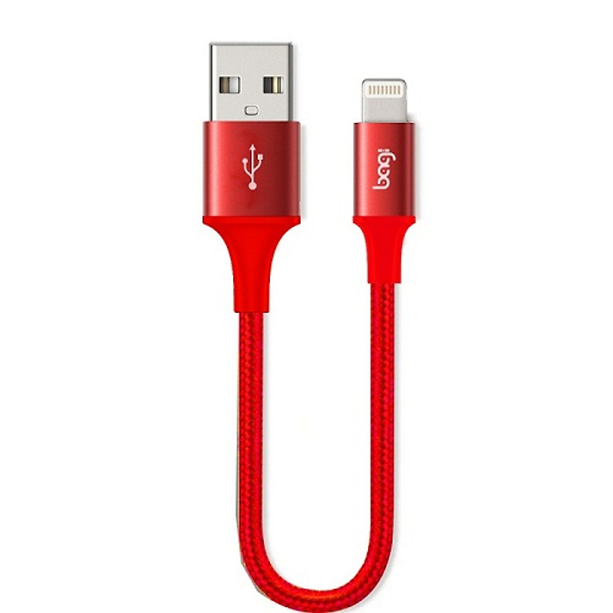 Sale Dây cáp dù sạc nhanh Lightning Bagi dài 20cm IS20 màu đỏ cho Iphone/Ipad/Ipod -Hàng chính hãng