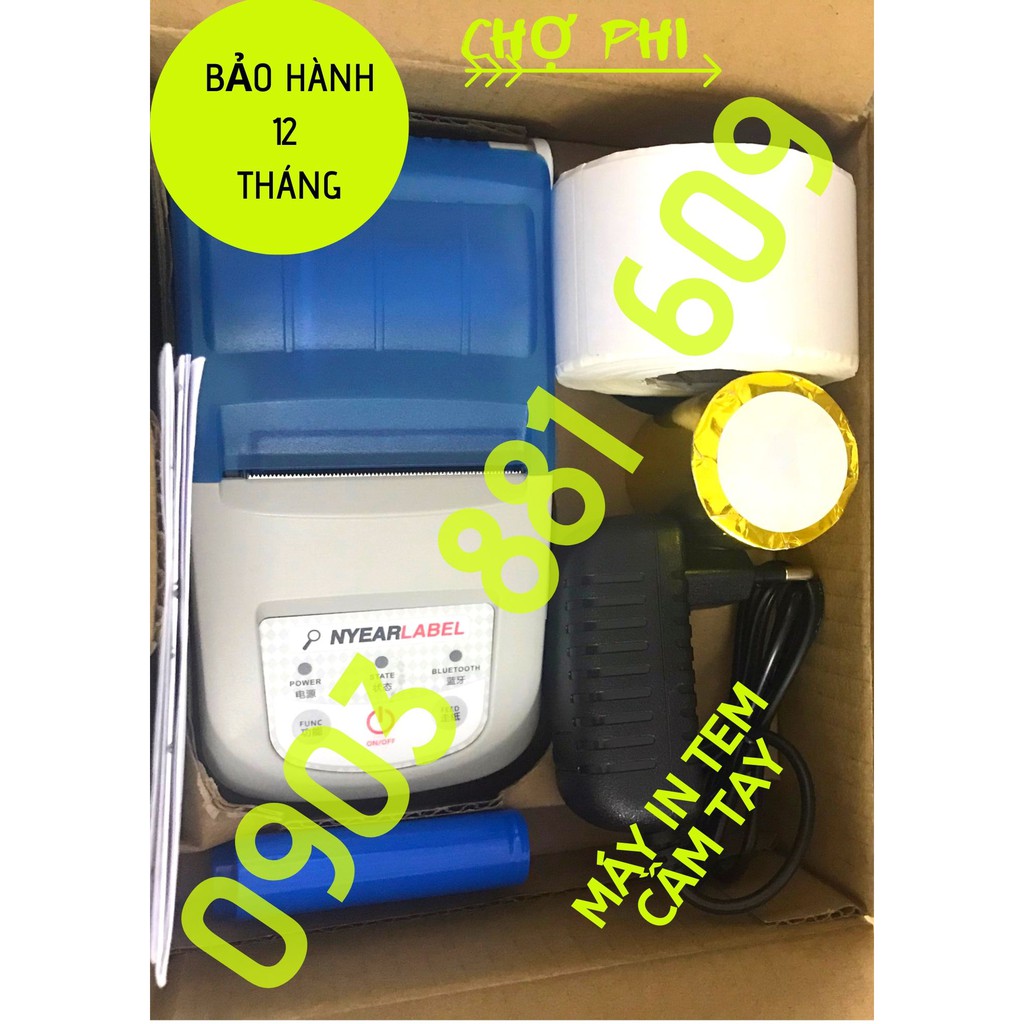 MÁY IN TEM-NHÃN-MÃ VẠCH CẦM TAY KHÔNG DÂY [TẶNG 1000 CON TEM]