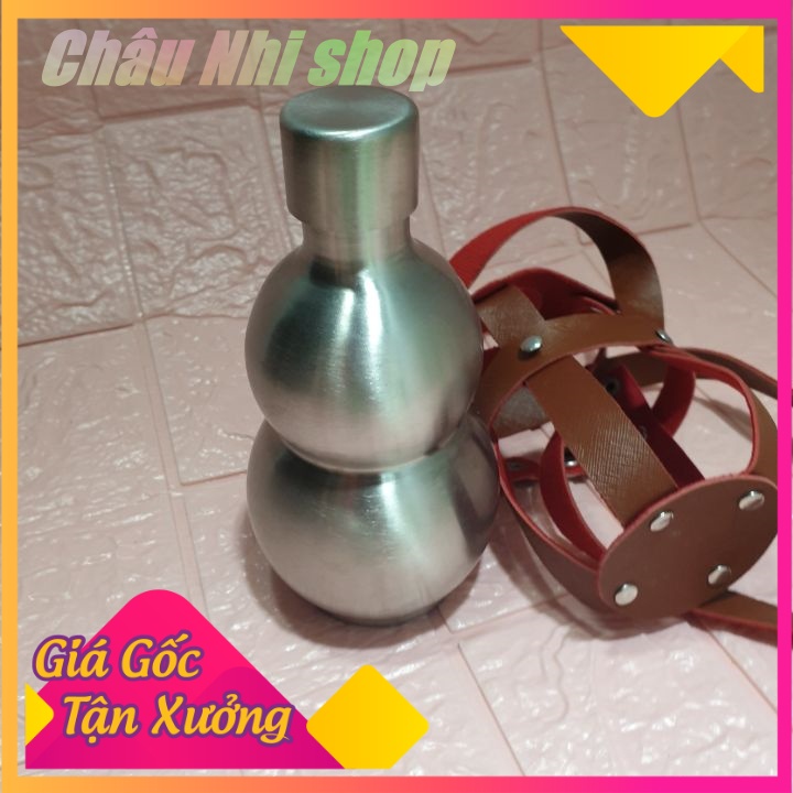 Bình hồ lô 1.6 lít Inox có bao da lủng