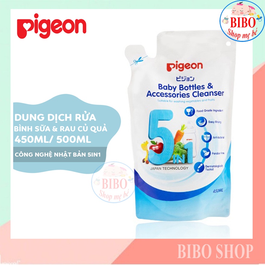 Túi Nước Rửa Bình Sữa Pigeon, Rửa Rau Củ Và Phụ Kiện, It bọt, An Toàn Cho Bé_Bịch 450ml