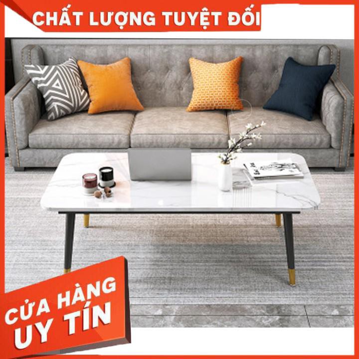 💥Giá rẻ💥 Bàn sofa phòng khách 1m2*60cm mặt gỗ mạ vân đá phủ bóng BAT022