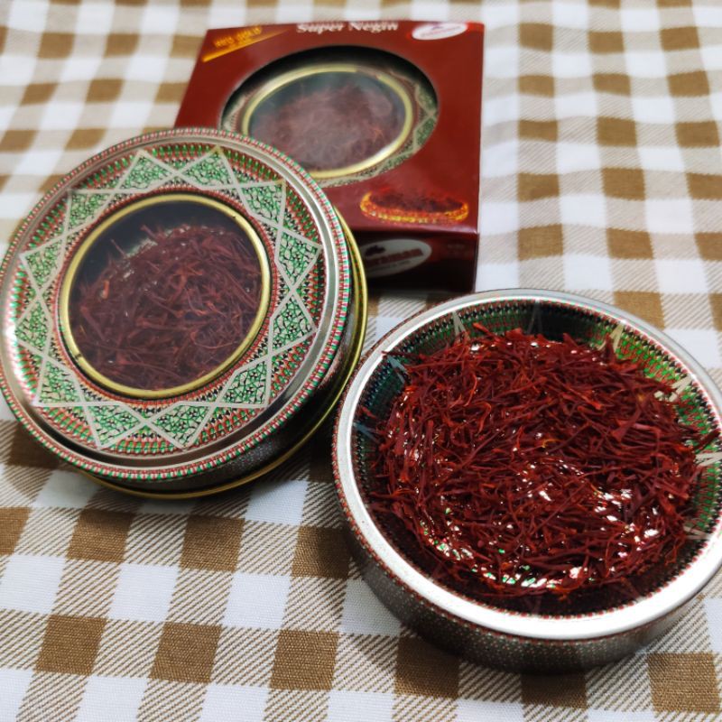 ❤SIÊU SALE❤Hộp 1gr Saffron Nhụy Hoa Nghệ Tây Iran Loại 1 Negin thương hiệu Bahraman hộp thiếc