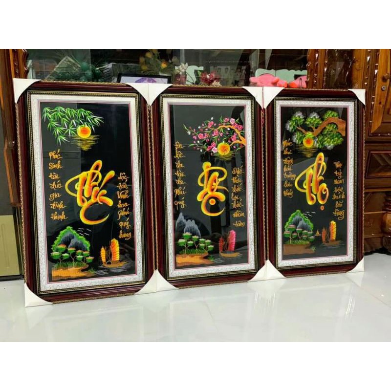 Tranh thêu Phúc Lộc Thọ