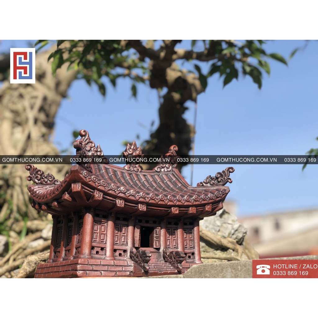 Tiểu cảnh hồ cá, trang trí bể cá cảnh, mô hình gốm đình làng HÀNG ĐẸP trang trí chậu cây bonsai