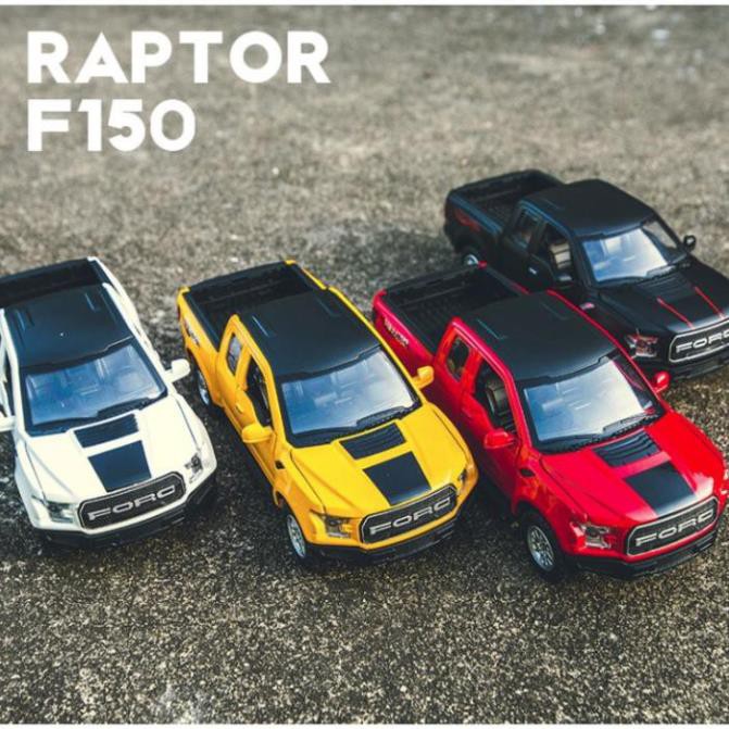 Xe mô hình Ford F150 Raptor Xe ô tô đồ chơi trẻ em bằng sắt có âm thanh động cơ và đèn mở cửa xe
