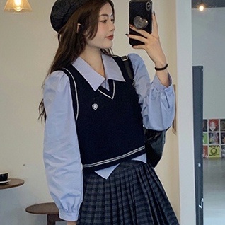 Áo Sweater Dệt Kim Không Tay Dáng Ngắn Thời Trang Dành Cho Nữ