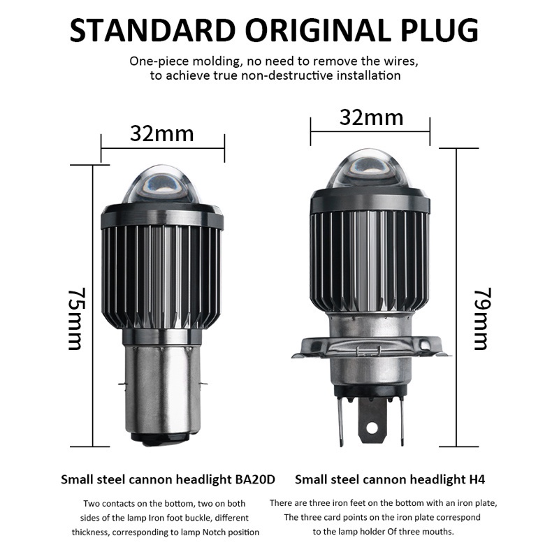 Đèn pha LED phá sương mù siêu sáng 1200LM H4 BA20D P15D COB 12V chuyên dụng cho xe máy