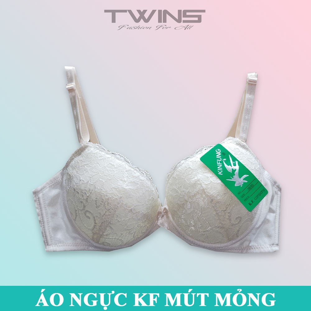 Áo ngực nữ ren mút mỏng nâng ngực KungFung (KF - Con Én) có gọng cúp xéo size 34-36-38