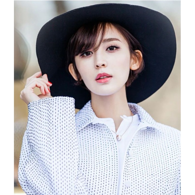 Mũ nón rộng vành nỉ fedora đi biển đẹp thời trang Hàn Quốc