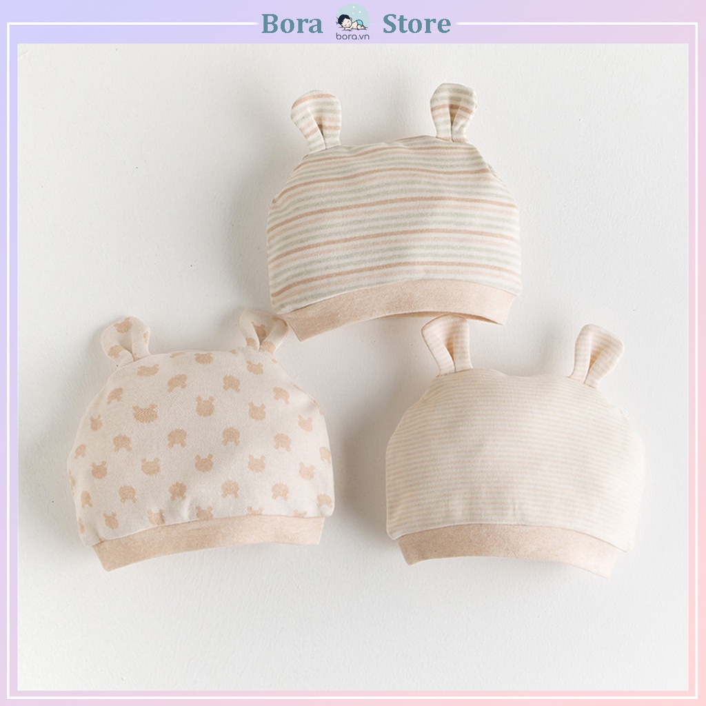 Mũ che thóp cho bé sơ sinh, mũ cotton hữu cơ tự nhiên giữ ấm đầu
