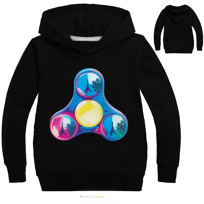 Fingertip Spinner Children's Spring Hooded Sweater Cartoon Game Long Sleeve Children's Spring and Autumn New Casual Boys and Girls Sweater Sweatshirt Cap