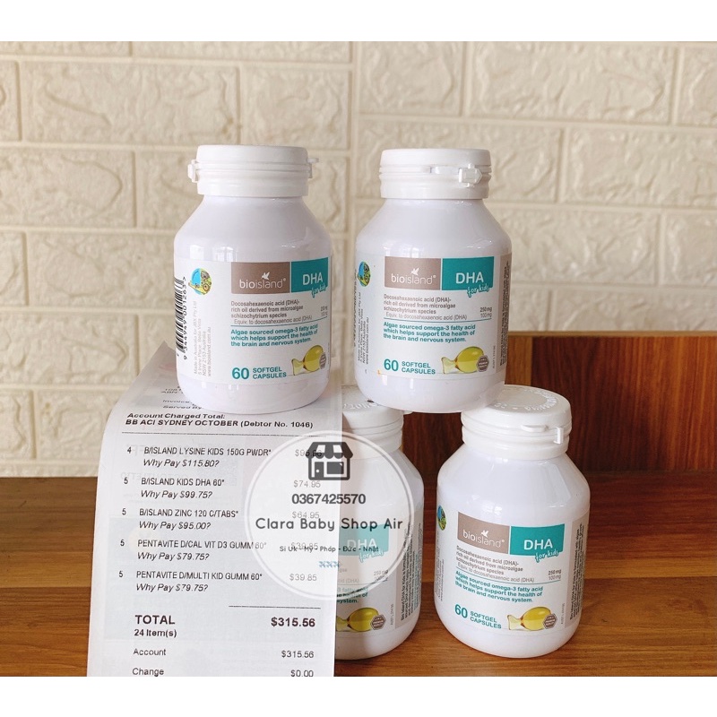 (Air/bill date 6/2025) DHA cho bé - DHA biosland for kids 60v