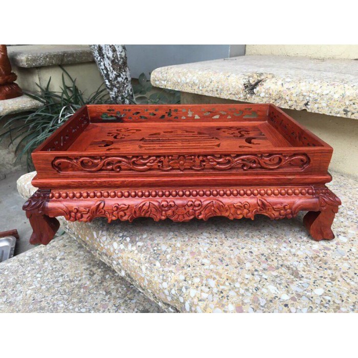 khay đựng ấm chén chân quỳ-để ấm trà-cốc chén bằng gỗ hương đẹp