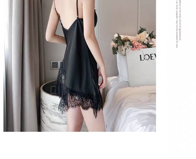 (46-65kg ) Sx 692 váy ngủ lụa satin phối ren -đồ ngủ cao cấp -KellyWang | BigBuy360 - bigbuy360.vn