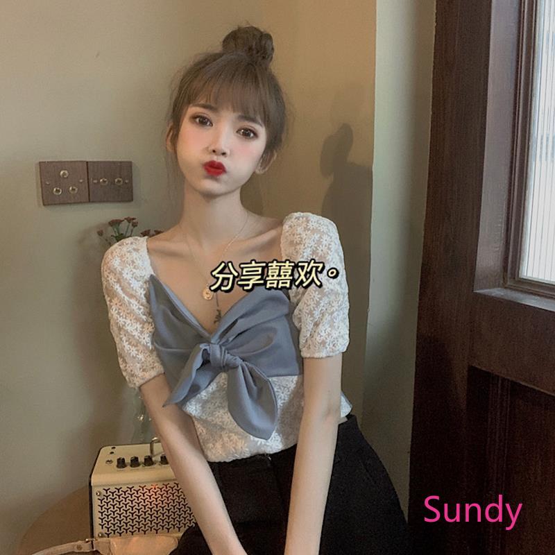 Áo Kiểu Tay Phồng Phối Ren Thời Trang Mùa Hè Cho Nữ