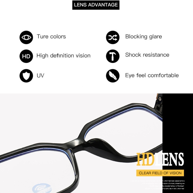 Mắt Kính Gọng Vuông Siêu Nhẹ Chống Ánh Sáng Xanh Thời Trang Hàn Quốc