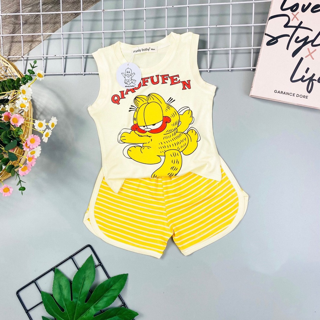 Bộ quần áo ba lỗ sát nách cho bé trai bé gái thun lạnh, quần kẻ sọc ngang. Bé 9-32kg MBBL17 Shop-Mẹ-Rùa