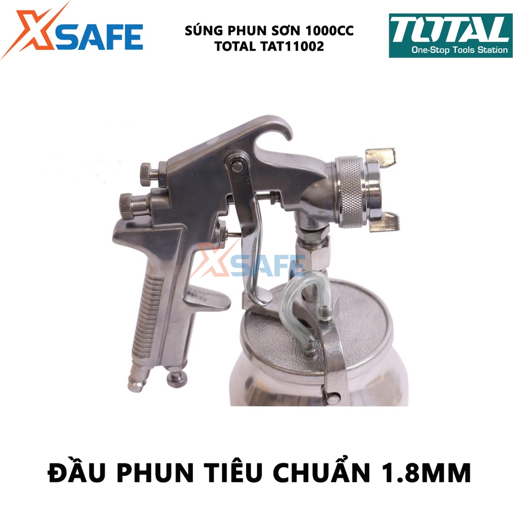 Súng phun sơn Total TAT11002 máy phun sơn cầm tay Đầu vòi 1.5mm, vỏ ngoài chắc chắn, chống va đập tốt - Chính hãng
