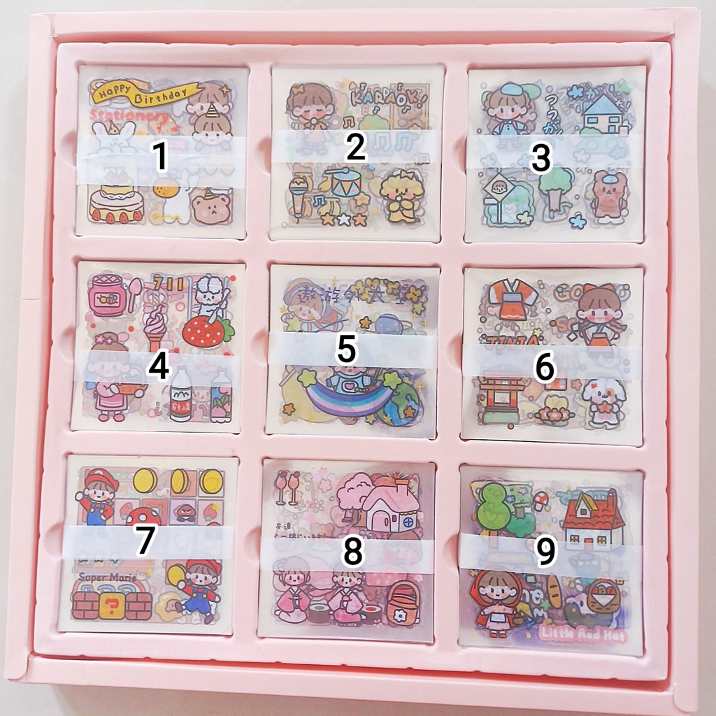 STICKER TRANG TRÍ SỔ HOẠT HÌNH 8*8