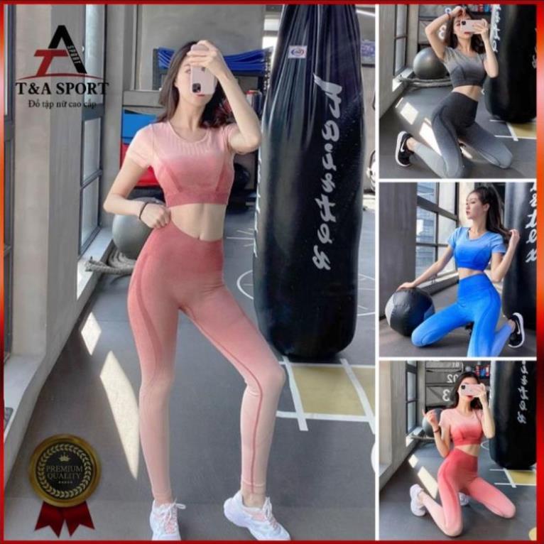 Bộ quần áo tập gym yoga thể thao nữ AMIN thông thoáng, co giãn, thoáng mát * .