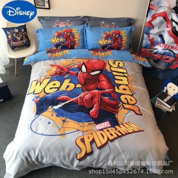 Bộ ga gối cotton hoạt hình Disney người nhện bắn tơ