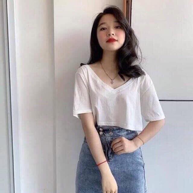 Áo Crotop Cổ Tim FROM RỘNG Thời Trang Cho Bạn Nữ Thời Trang Nữ Anna | BigBuy360 - bigbuy360.vn