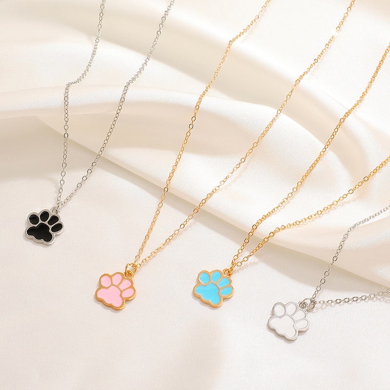 Vòng cổ Mặt Hình Bàn Chân Mèo Nhiều Màu Dễ Thương