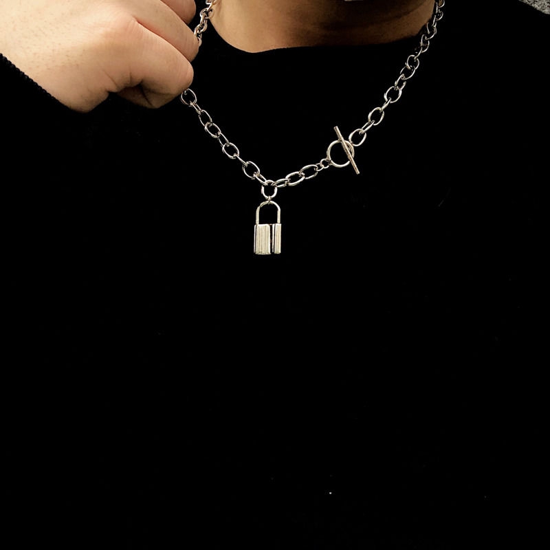 Dây chuyền phối mặt hình ổ khóa phong cách hiphop cá tính