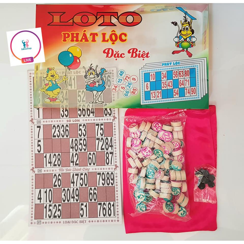 Bộ Cờ Lô Tô Phát Lộc Cao Cấp - Bộ Cờ Lô Tô Bingo 90 Số, Boardgame