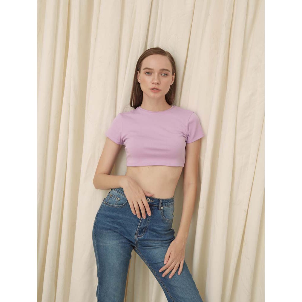 [Mã WABRMINI2 giảm 10% tối đa 50k đơn 250k] COCO SIN - Áo Croptop Có Tay Tím