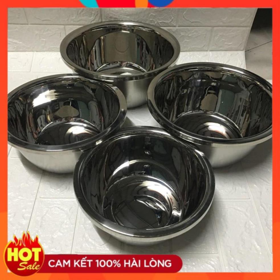 Thau chậu bát sâu lòng inox su 304 siêu dày nhiều size 18-20-22- 24-26-30-32-34-36-38-40cm,🥣 bát trộn bột inox