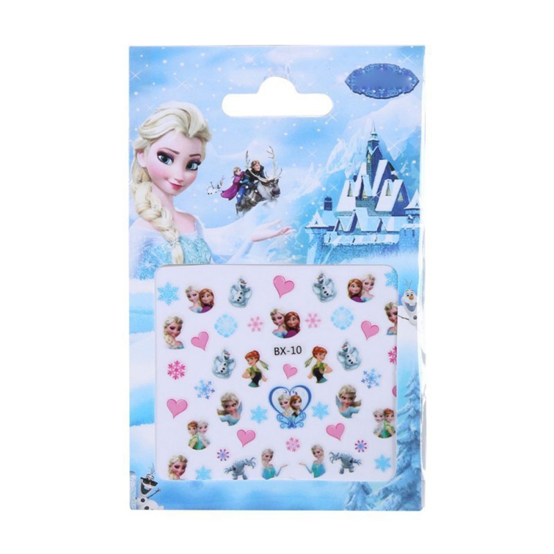 ⏩ Children's nail stickers waterproof princess ice and snow pig KT cat decal cartoon environmental protection nail sticker 【Toys】