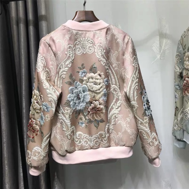 Áo khoác bomber jackets satin thêu hoa nổi | BigBuy360 - bigbuy360.vn