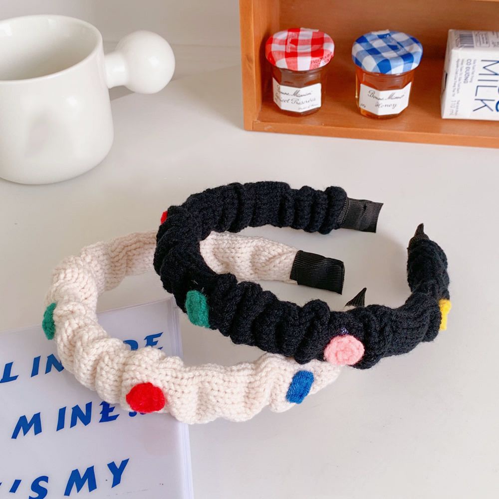 Băng đô vải len dệt kim màu kẹo đơn giản phong cách Hàn Quốc dễ thương cho nữ