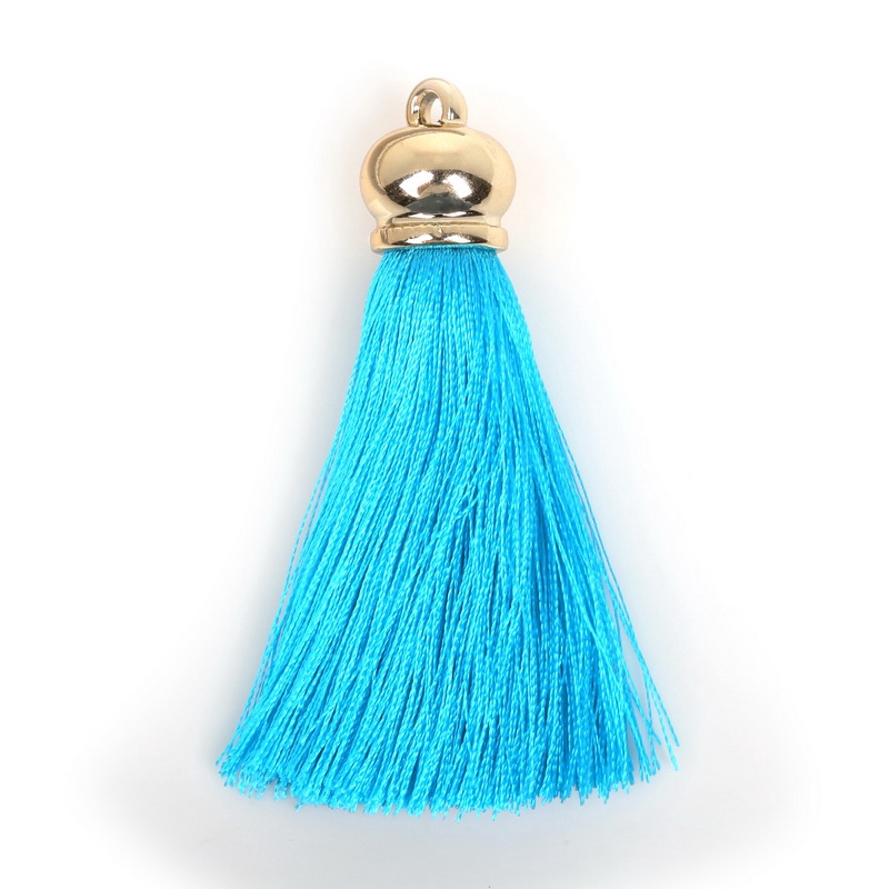 Dây tua rua 70mm bằng lụa satin và đầu khóa màu vàng nhiều màu dùng làm trang sức/ vòng cổ/ khuyên tai