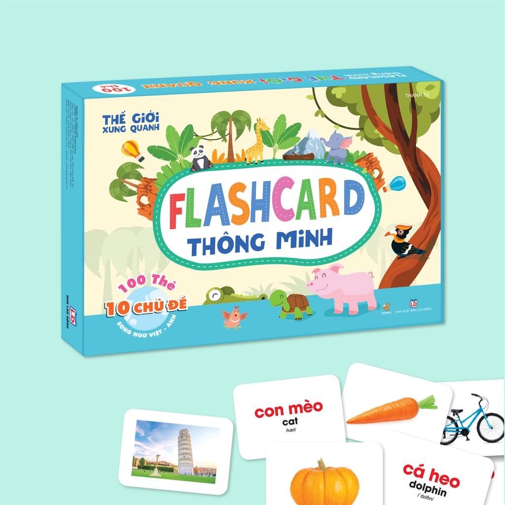 Bộ 100 thẻ học thông minh cho bé - Flashcard TNBOOKS Thế Giới Xung Quanh giáo dục sớm glenn doman ( Mới ) TN0027