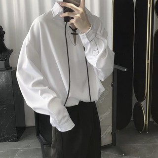 Sơ mi form rộng đan dây cổ