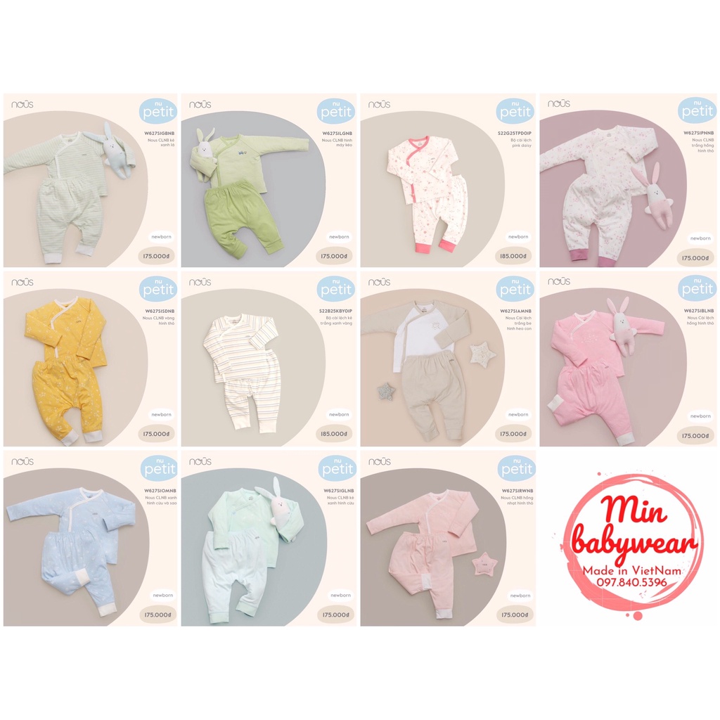 Bộ sơ sinh cài chéo pettit cho bé sơ sinh